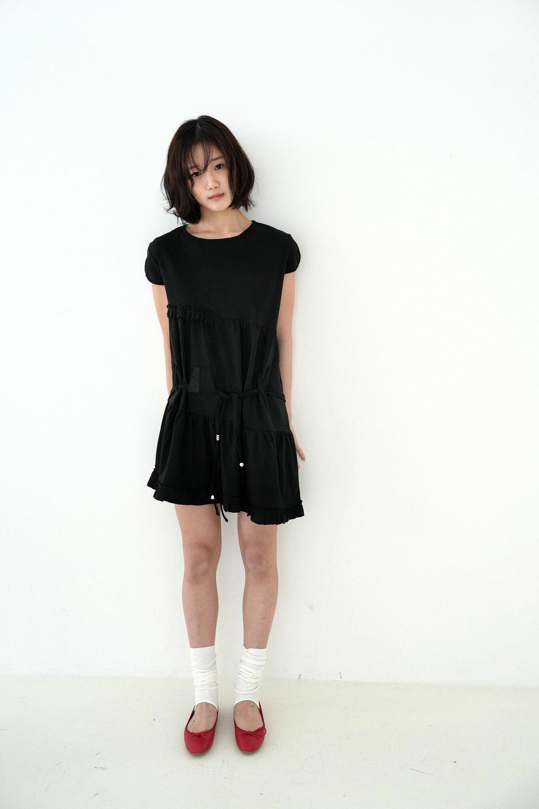 Shirring dress, black