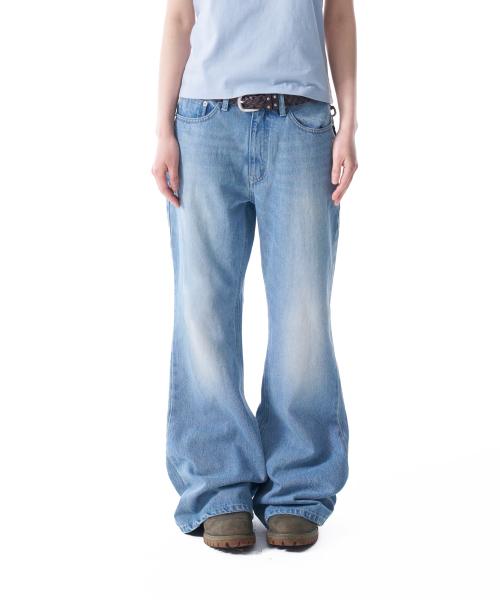 Washed Flare Denim Pants (Blue)