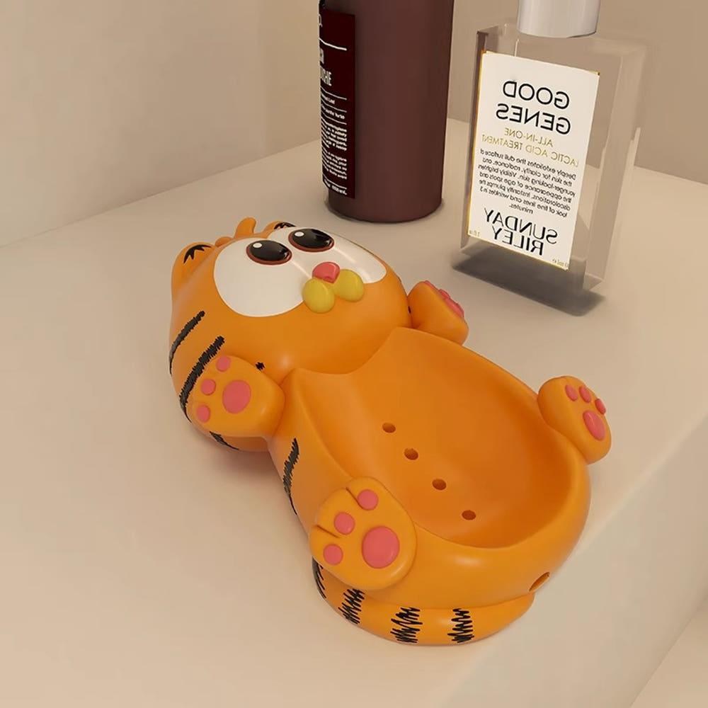 가필드 고양이 욕실 정리 물빠짐 비누 케이스 받침