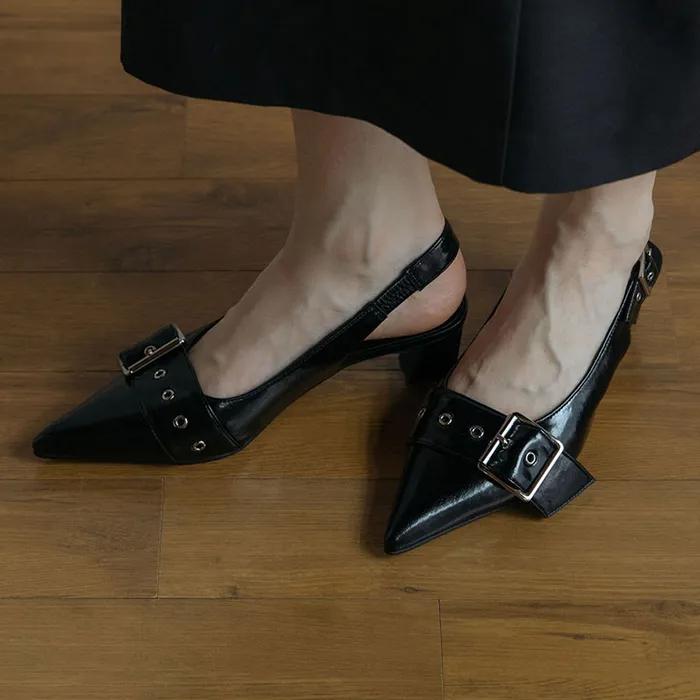 DAPHNE Slingback_ black 다프네 슬링백 힐 4.5cm