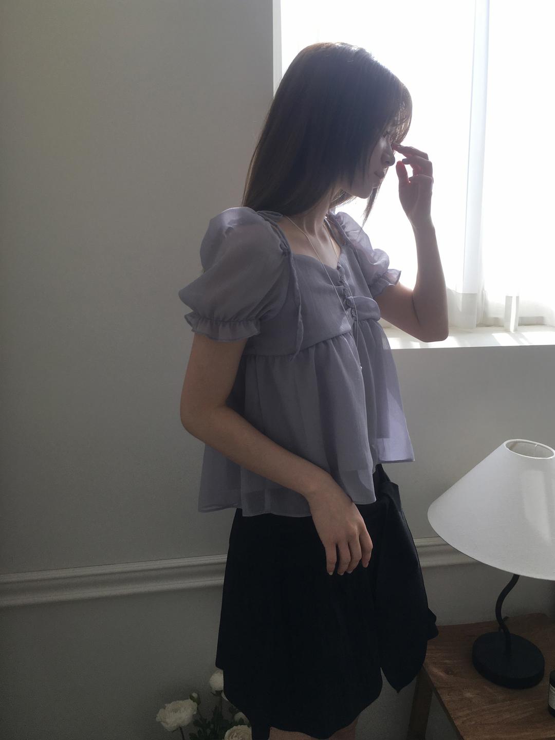 노비야카 Witty chiffon blouse (beige, purple blue, black)