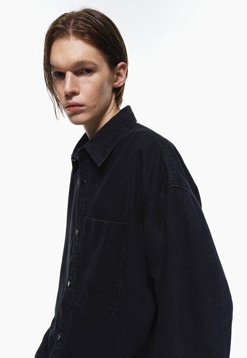 포켓 데님 셔츠 차콜