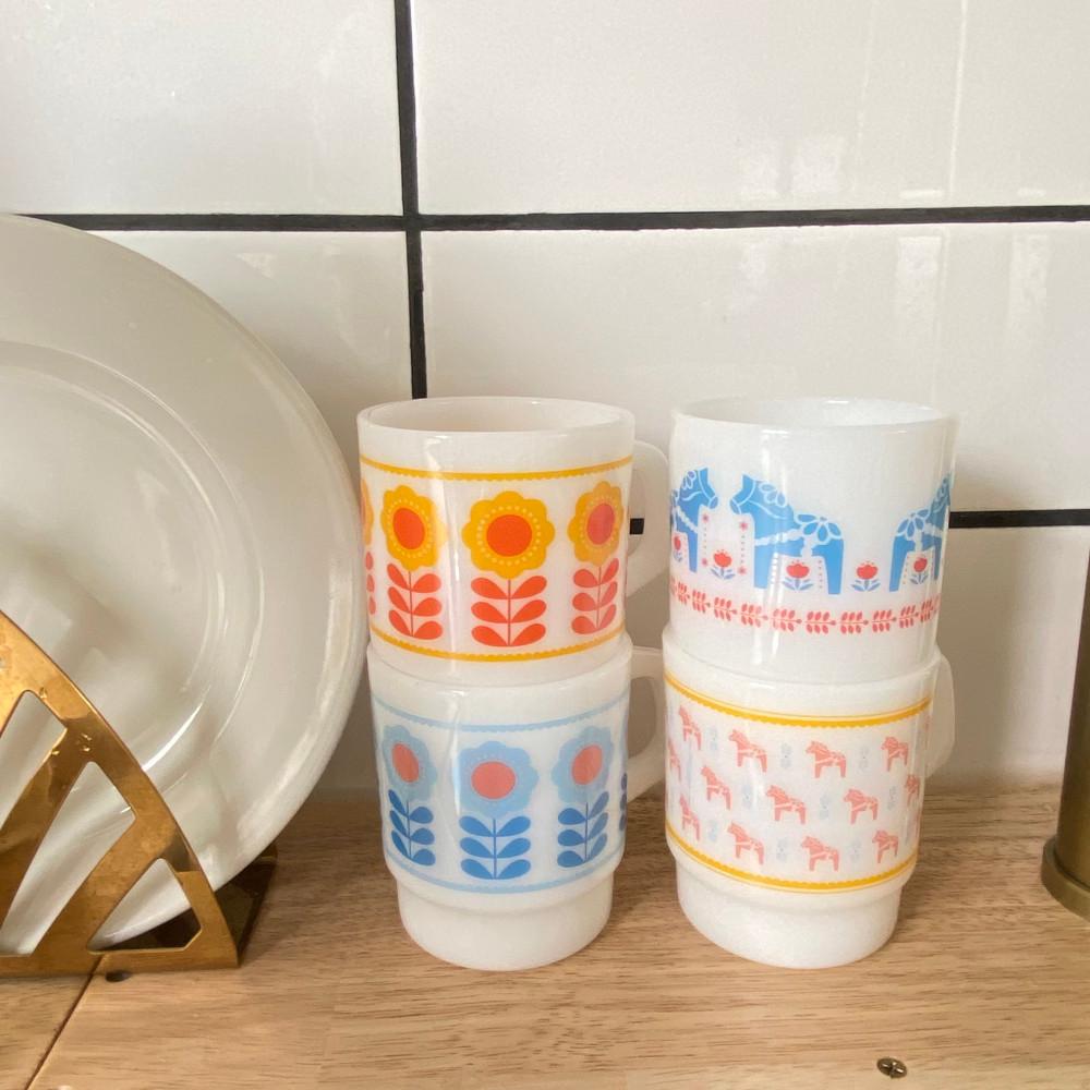 밀크글라스 유리 머그 2종 세트 (택2) FIKA 홈카페 커플 선물세트