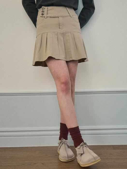 Twill cotton pintuck skirt_Beige(OC25-SK01)