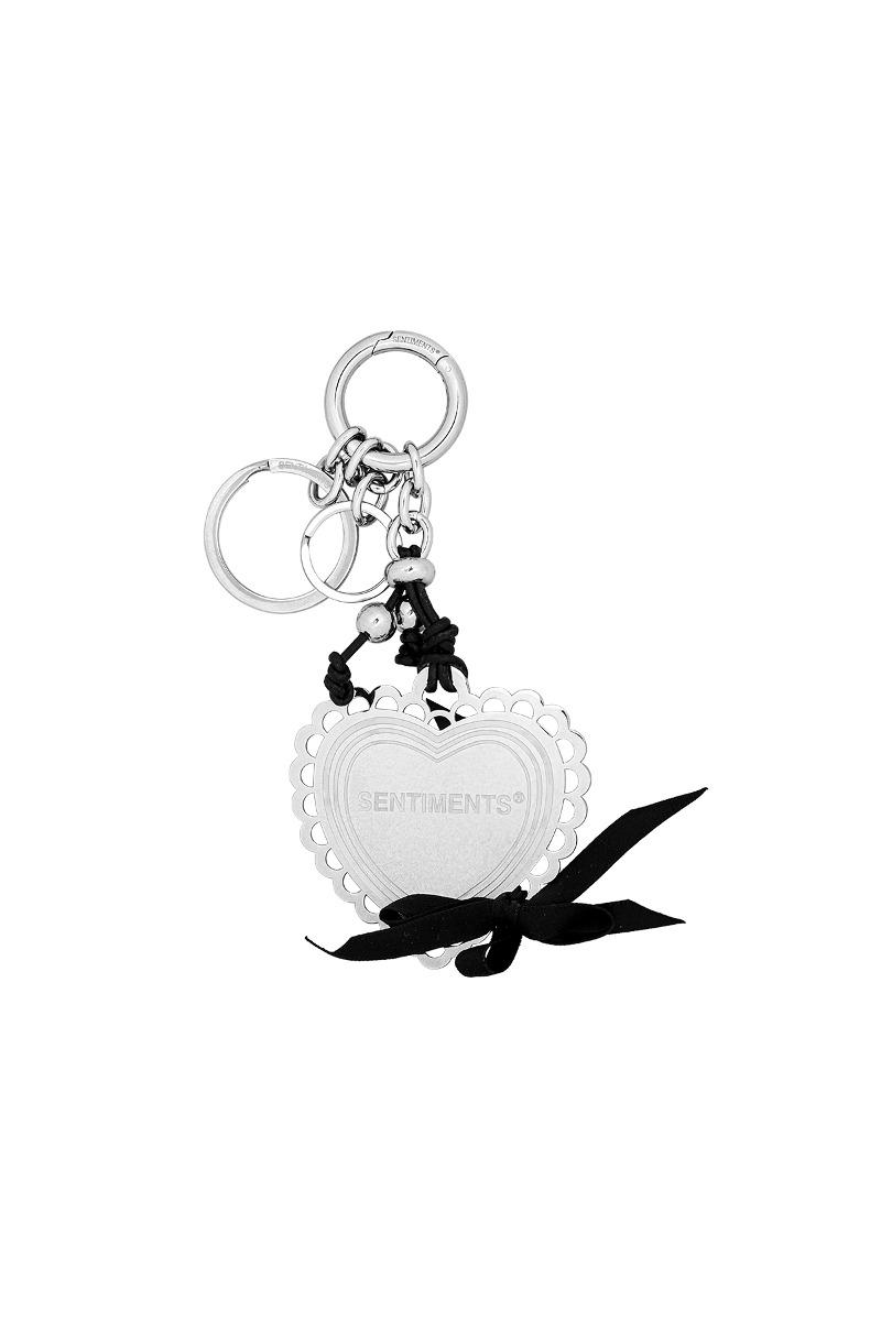 NO.525 [SILVER] HEART RIBBON LACE KEY RING