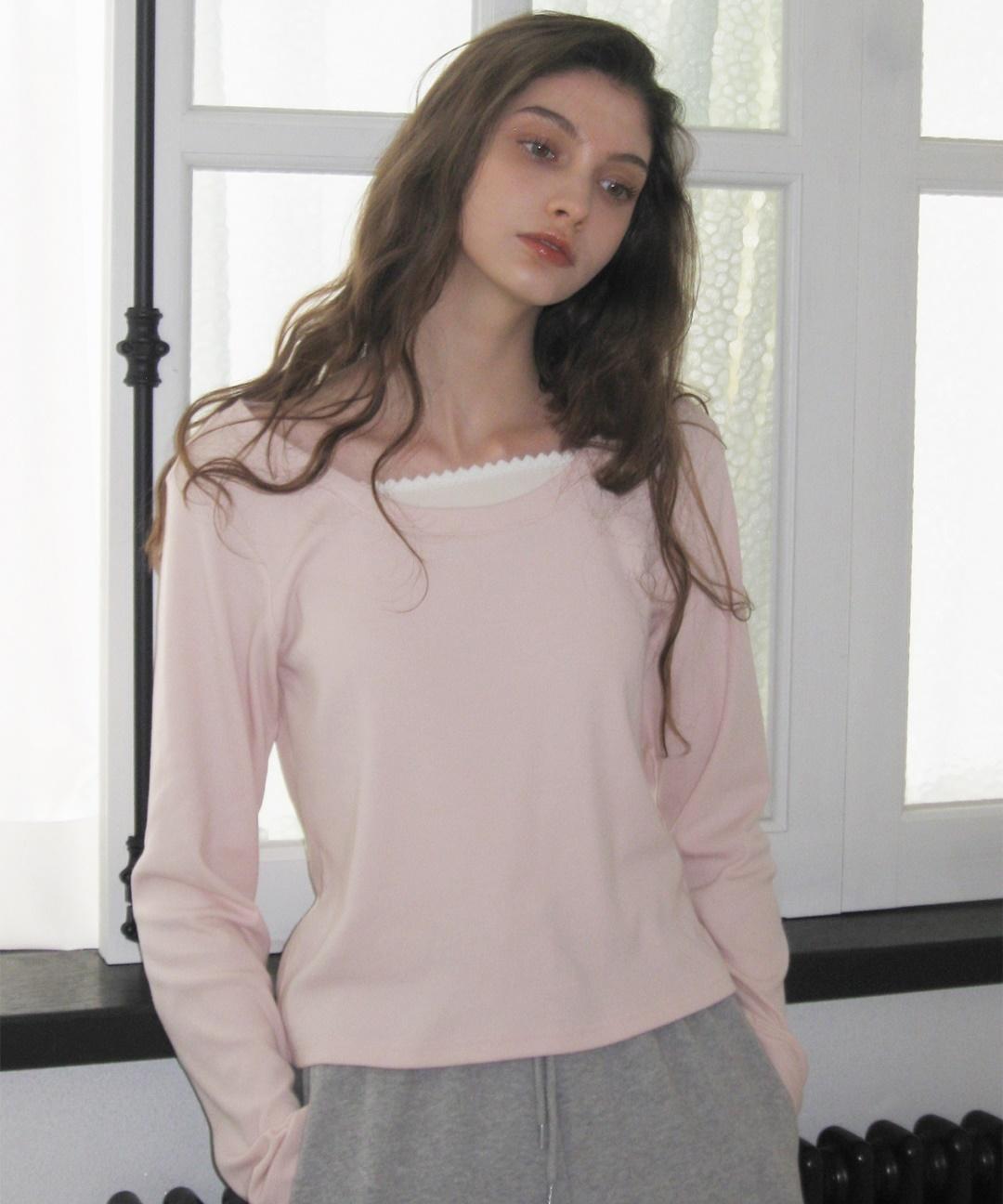 레터프롬문 마레니 레이스 레이어드 티셔츠 ( 2 colors )