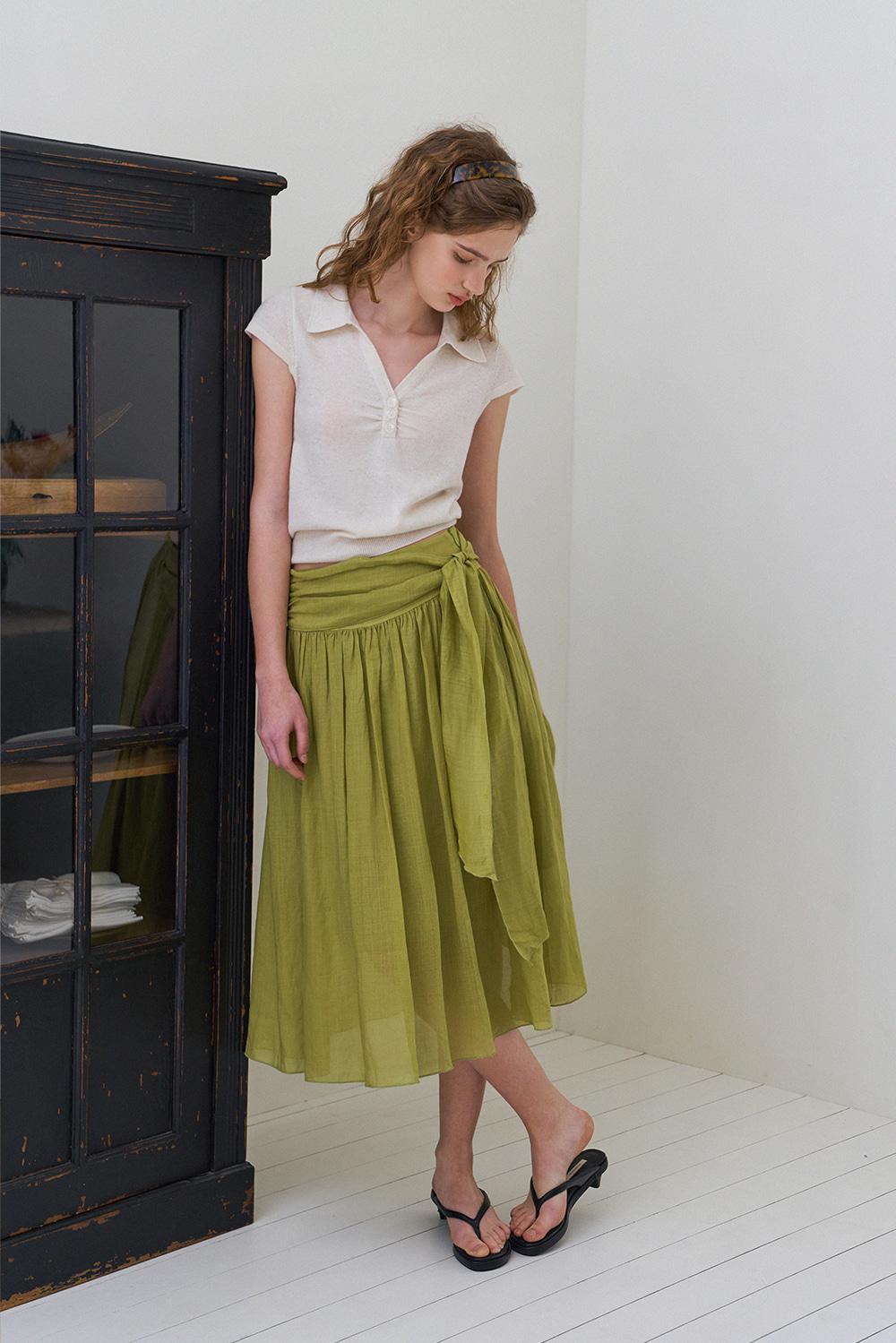 Almond strap skirt_lime