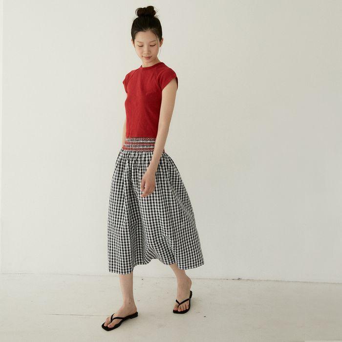 [1차 리오더] 예약발송 Moui Smocking Skirt 무이 스모킹 스커트 (체크)