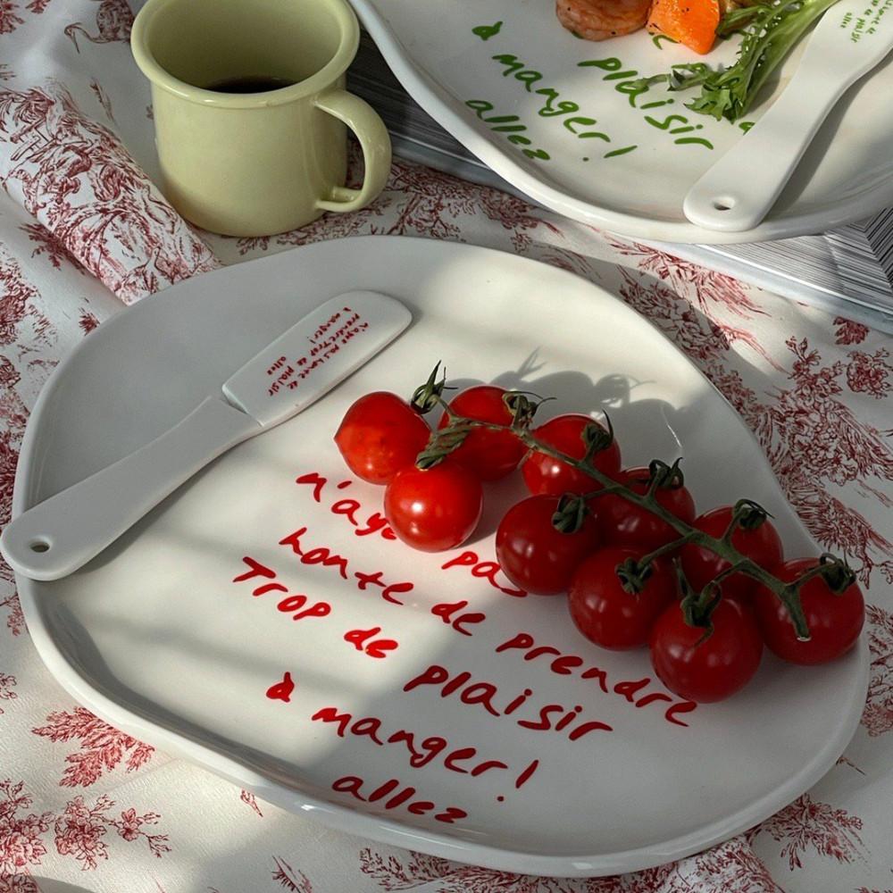 [모모피너츠] 어글리 레터링 플레이트 귀여운접시 트레이 버터나이프 잼나이프 디저트 플레이팅 테이블웨어