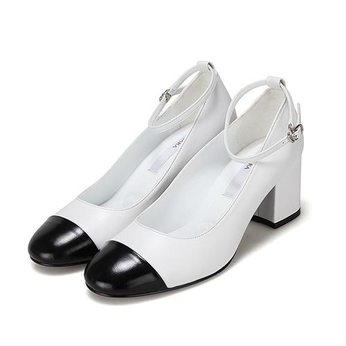 바바라 양가죽 배색 메리제인 여성펌프스 6cm_BBH202WT