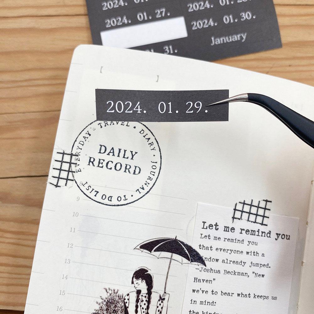 2024년 달력 날짜 일력 블랙 다이어리 스티커