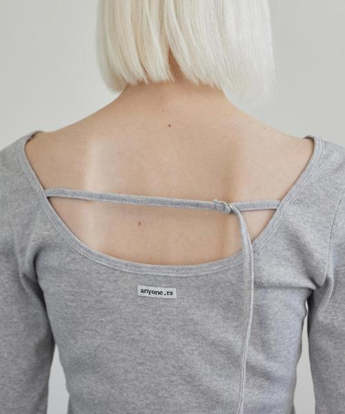 Back Point Boat Neck Sleeve Melange Gray