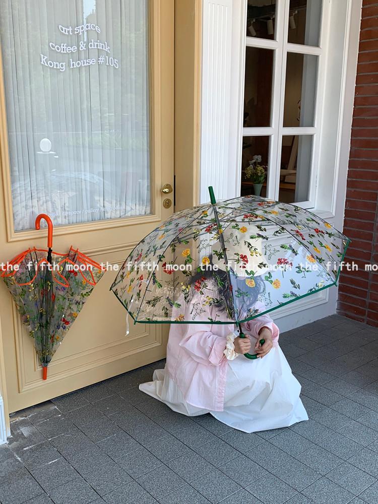빈티지 플라워 패턴 투명 우산 장우산