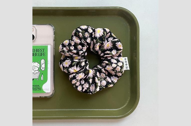 [효은계절] 열두살 자카드 스크런치 (연분홍 마가렛) (마지막수량)