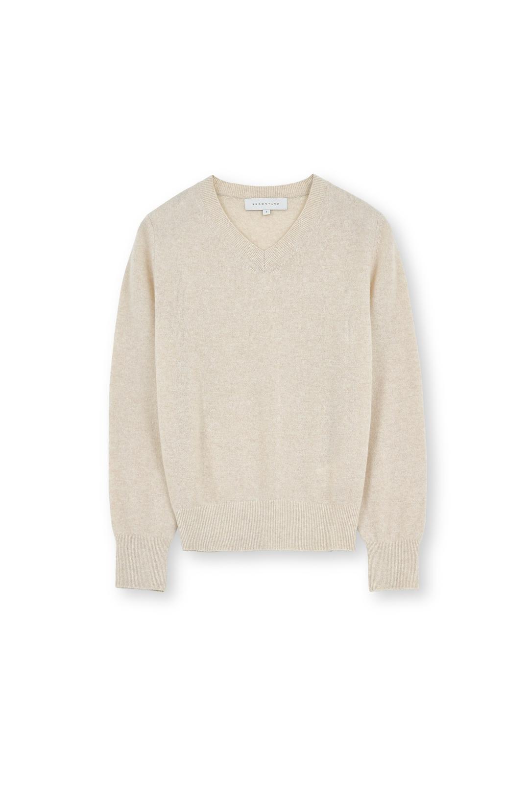 W Extra Super Fine V Neck Knit, Beige