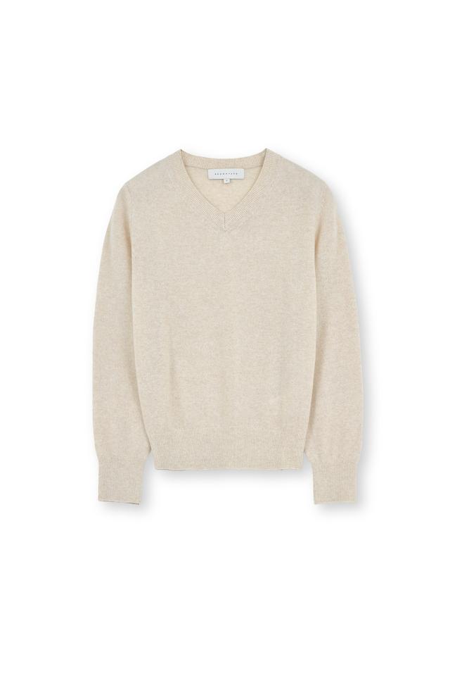 W Extra Super Fine V Neck Knit, Beige
