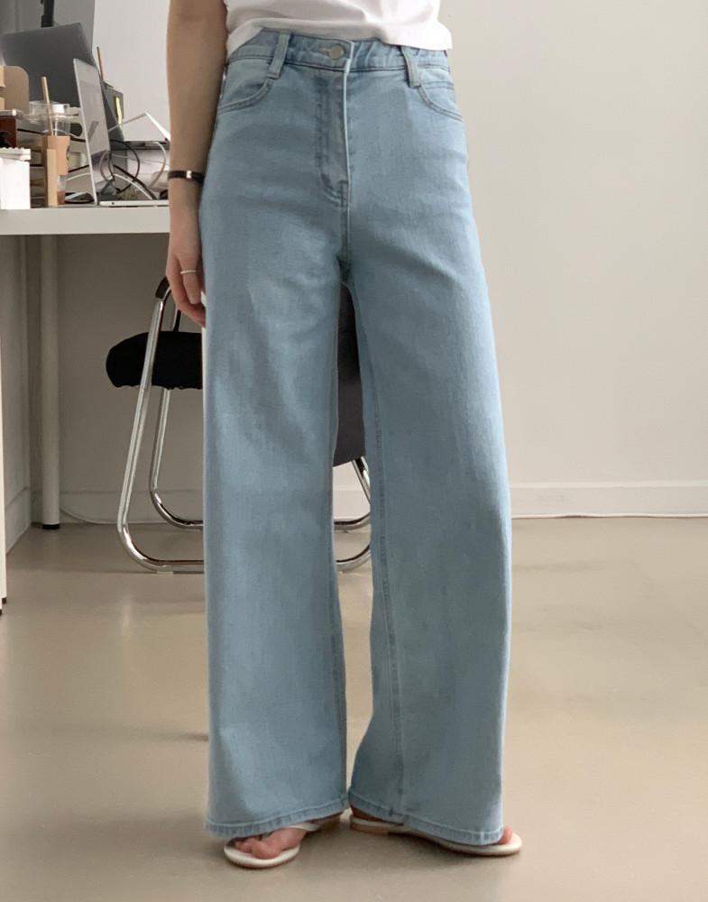 [와이드 부츠컷 데님(연청)] 키작은여자 키작녀 청바지