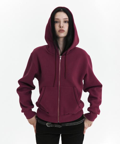 C VELVET LOGO FLEECE ZIP-UP HOODIE_PURPLE