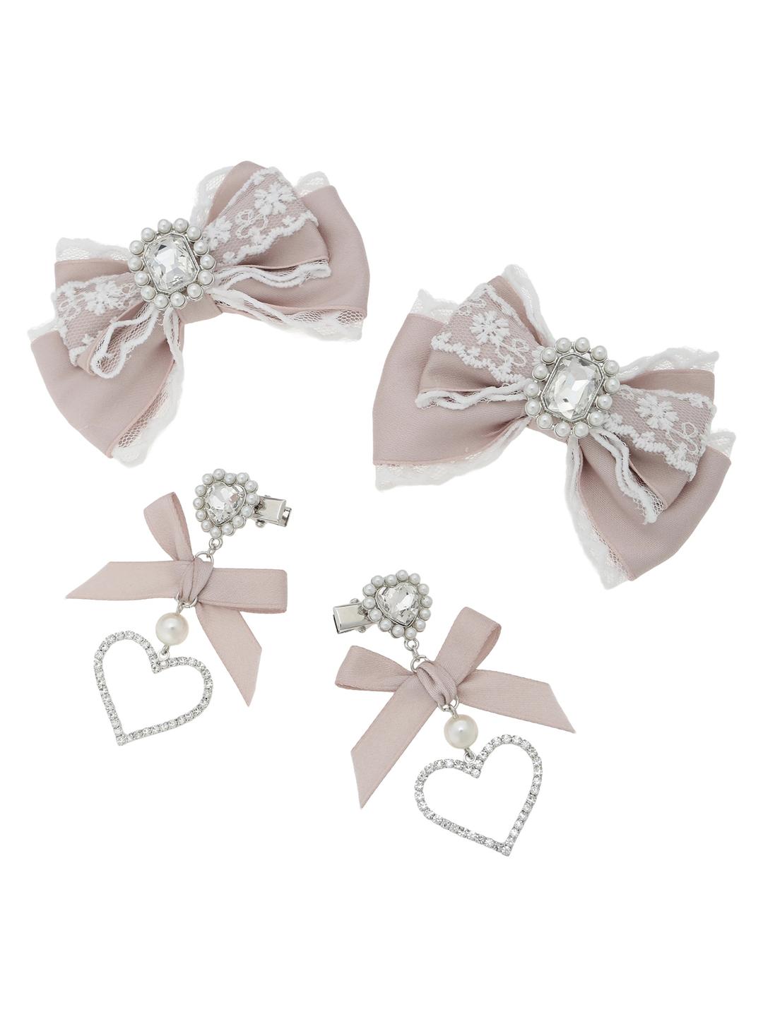 リボンヘアクリップ4点セット