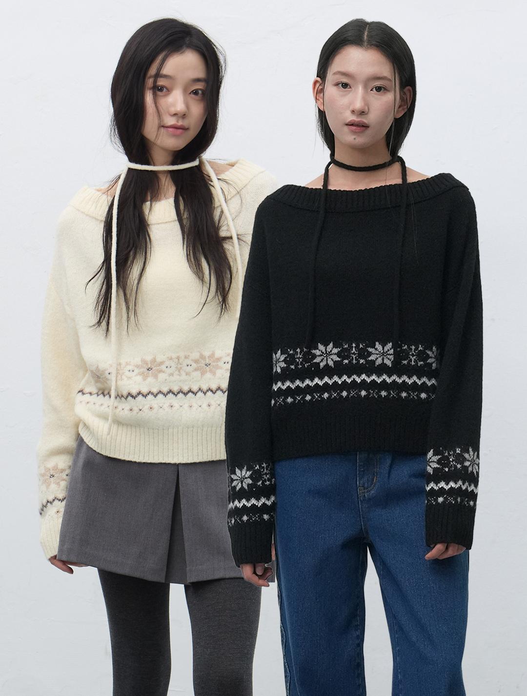 제너럴아이디어 WOMAN 스노우 와이드 보트넥 풀오버 [2COL]