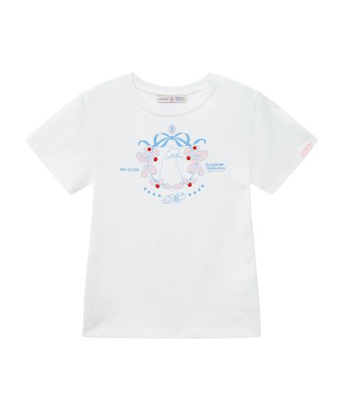 [X MINJUKIM] SWEET KITTY BOW T-SHIRT - 2 colors