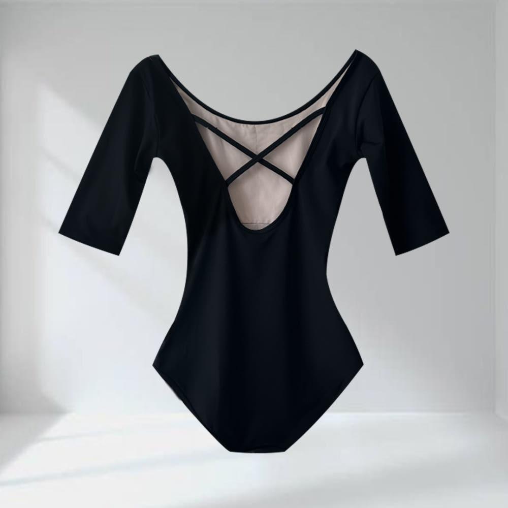 [보우낸져]메리제인 블랙 레오타드 5부/취미발레/성인발레/성인발레복/라운드넥/mary-jane black leotard 3/4