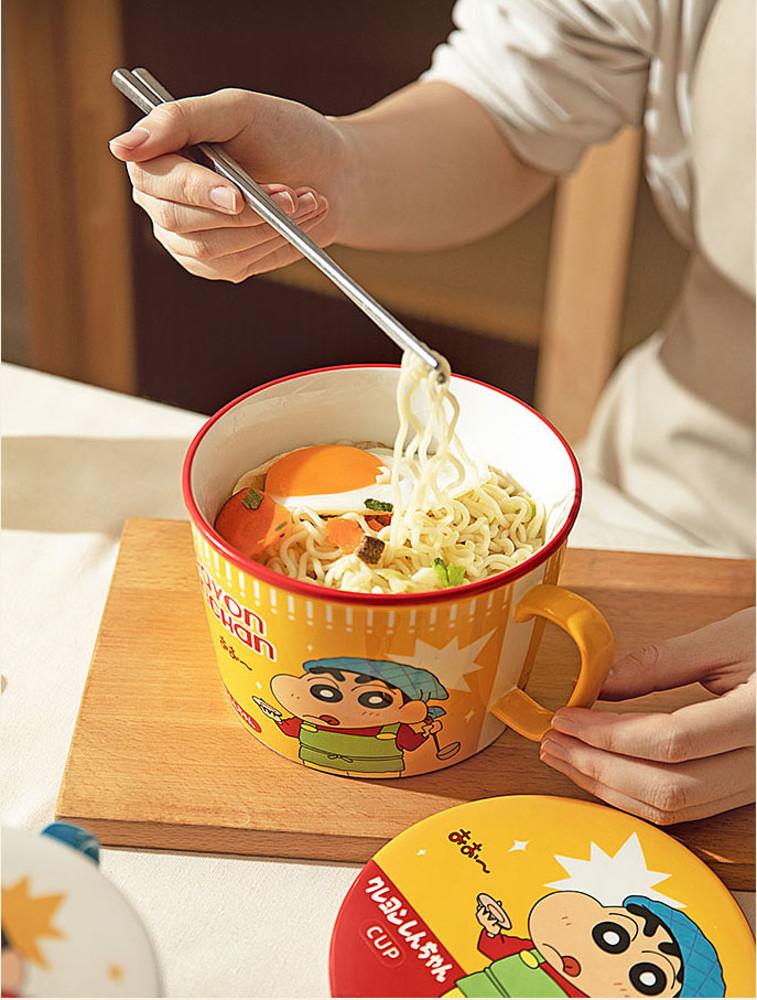 짱구식기 라면그릇 면기 컵라면 우동 국수 뚜껑있는 도자기볼