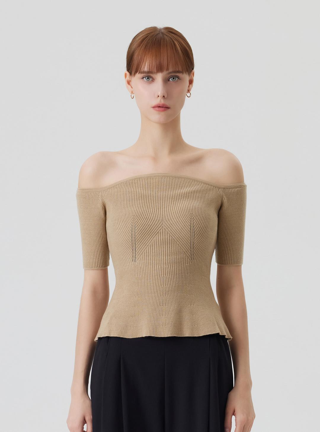 [NEW] 비노슈 오프숄더 니트 탑  Binoche off-shoulder knit top (4color)