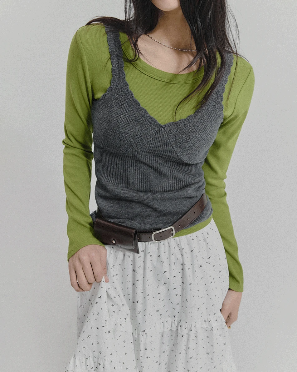 #MADE [tvs0102] 뮤트 플레어 니트 뷔스티에