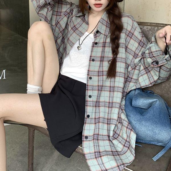 체크패턴 루즈핏 캐주얼 셔츠 오피스 사무실 데일리룩 데이트룩 소개팅룩 간절기 모임룩