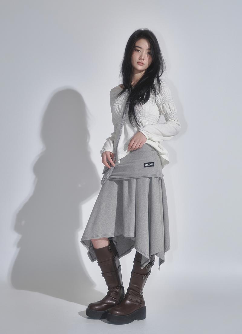 LENA UNBALANCE SKIRT / GRAY