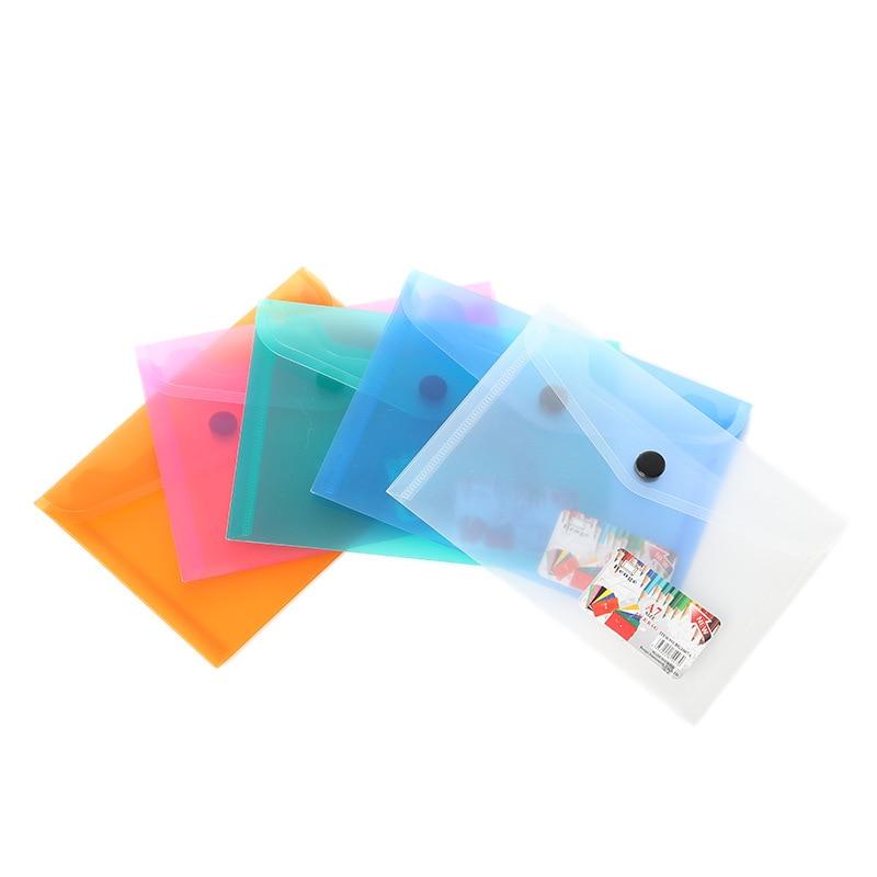 A7 간단한 투명 젖빛 스냅 버튼 파일 가방, 플라스틱 정보 가방 지폐 가방, 학생 사무용품 보관, 5 개