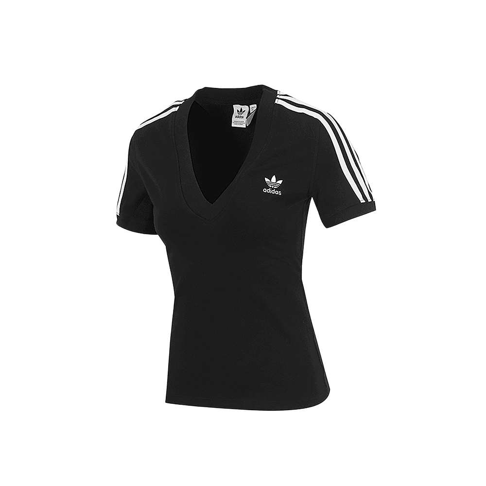 아디다스 3S 브이넥 티 블랙