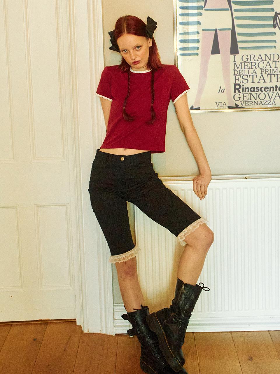 Lace Biker Pants_black