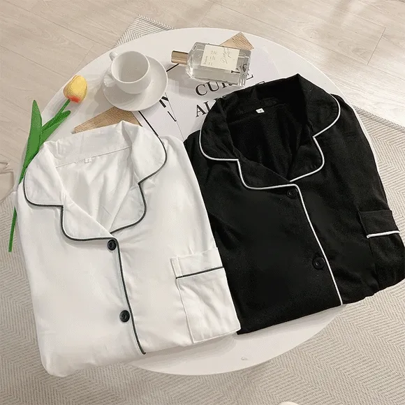 🖤[긴팔/반팔] 박시핏 빅사이즈 파자마 여름 파자마 커플 세트 반팔 스판 커플잠옷 상하세트 홈웨어