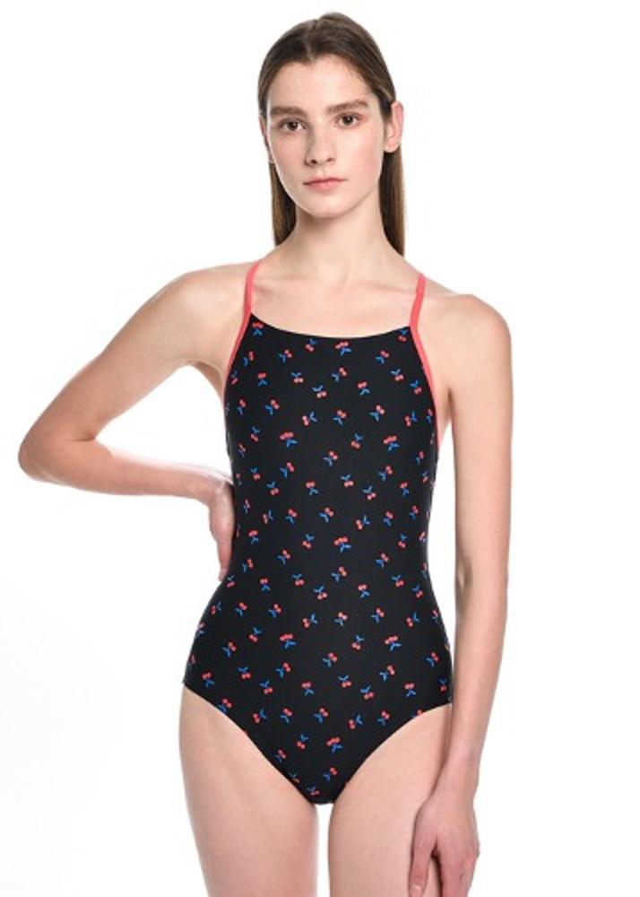 후그 수영복 엠보스 체리블랙 로우컷 U리본 타이 back 탄탄이 WRT2025