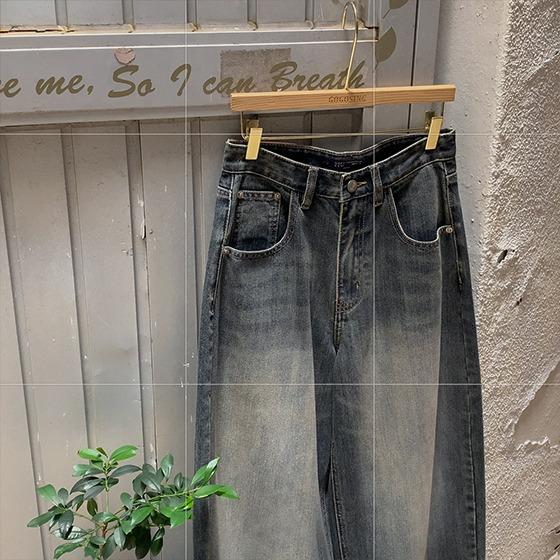 고고싱 [오늘출발][🌷봄팬츠 2천장돌파!👖리얼와이드데님/청바지] 아웃핏 워싱 데님팬츠 (사계절데님,워싱데님,와이드팬츠,청바지,데님와이드)
