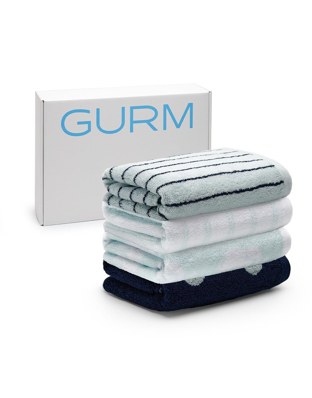 GURM LIVING GELATO TOWEL  DOT & ELEPHANT & STRIPE01 & STRIPE02 (4P)