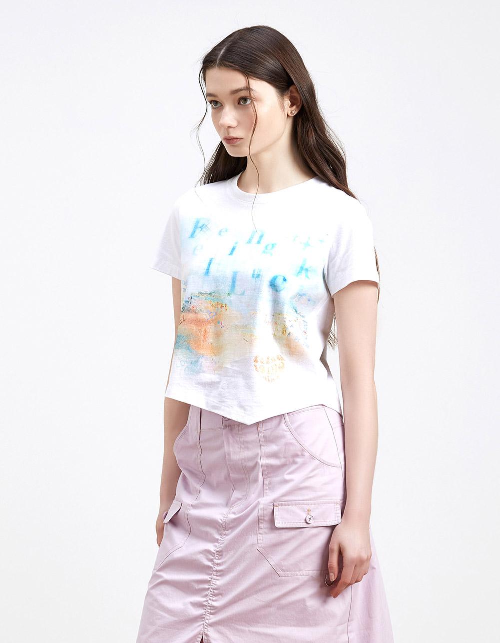 TOINQ_T240MTS905W_밑단 언발란스 프린트 티셔츠