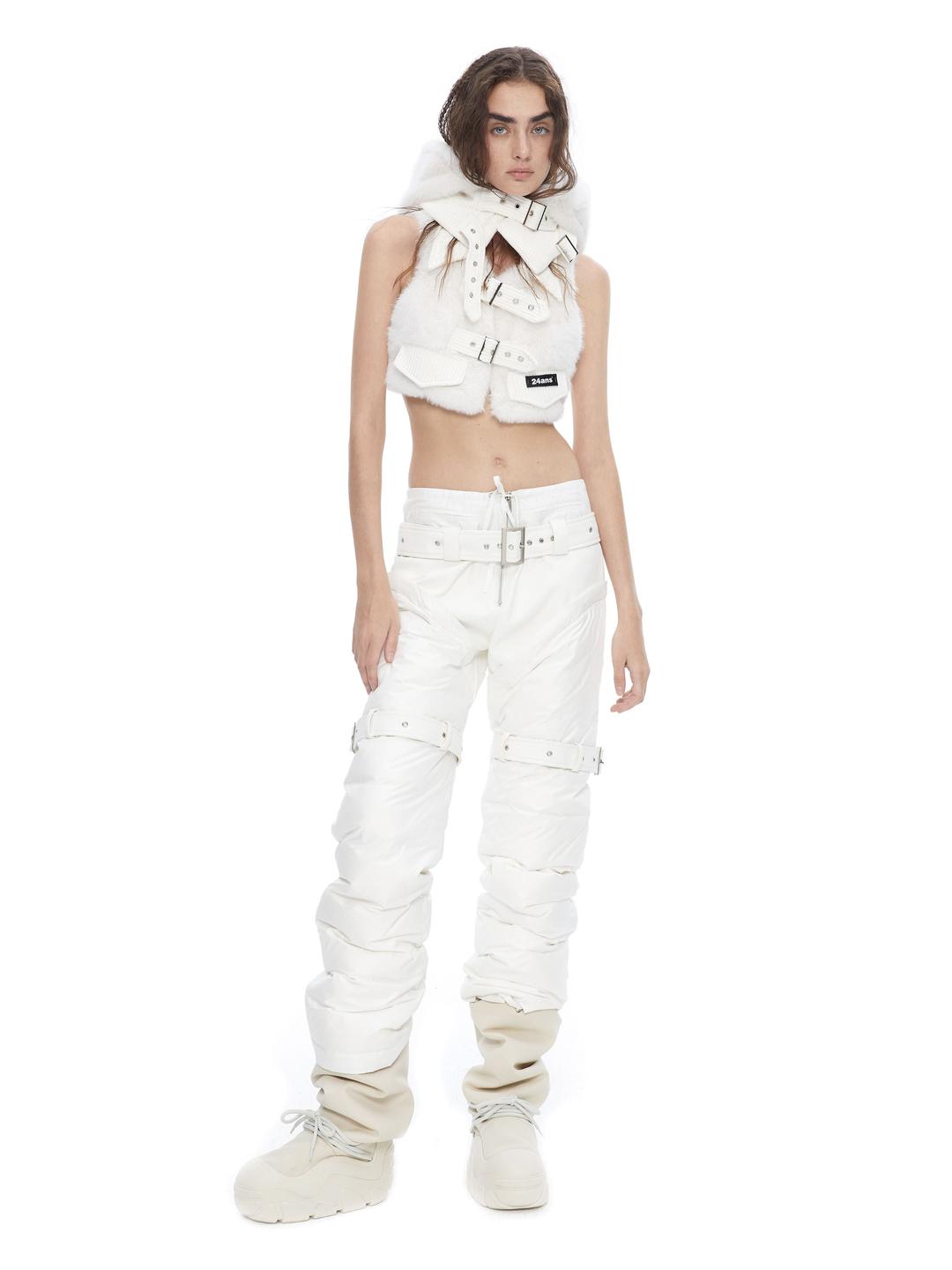 24ANS Boa Cool Nichi Belt Tops＆Pants - S / white / tops - 위시버킷