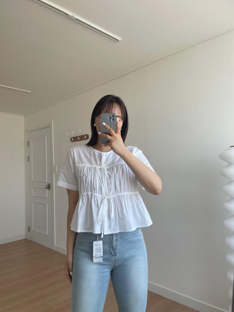 마리 프릴 반팔 블라우스