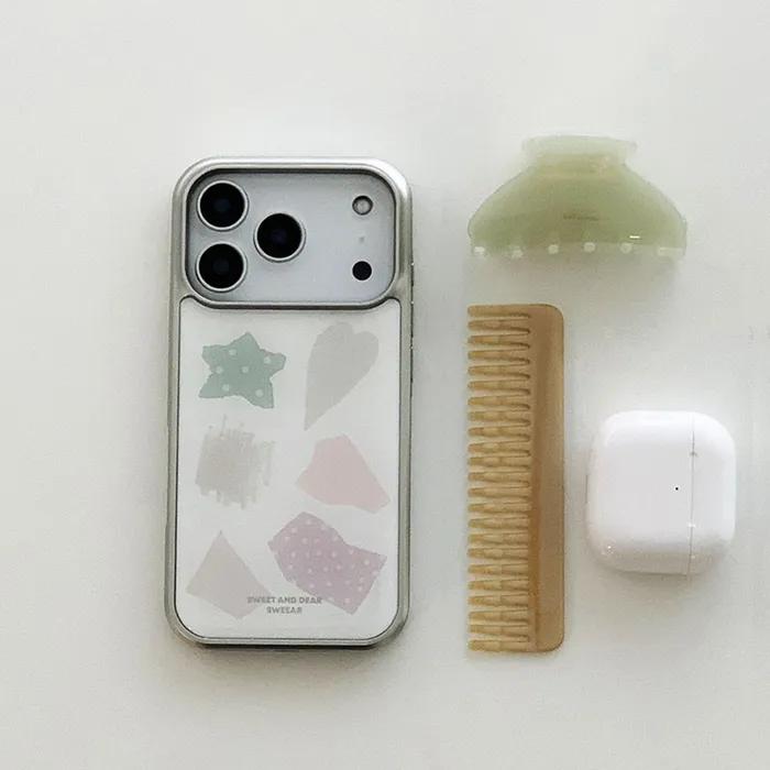 [+아이폰17시리즈] WHITE PIECE OF CASE (실버에폭시&실버글라스)