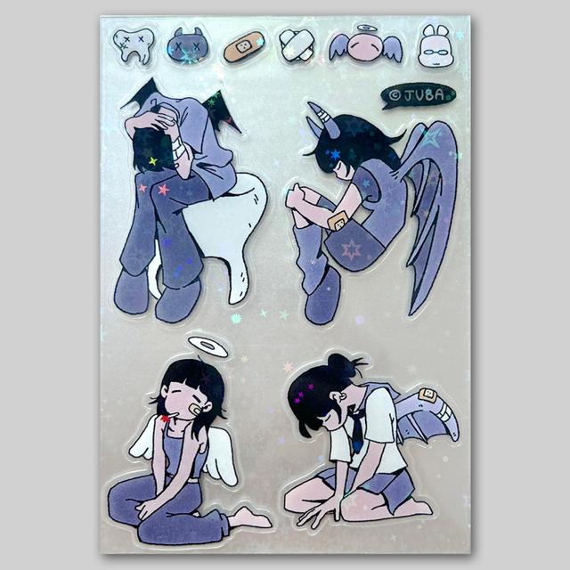 [JUBA⋆주바] 날개들 홀로그램 투명 리무버블 sticker