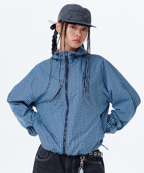 체크 윈드 브레이커 [네이비]