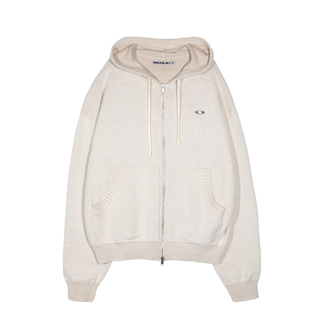 OVAL KNIT ZIP UP [IVORY]
