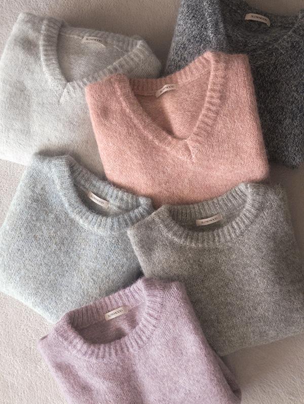 슬로우앤드 [무료배송/기획특가] made. 라빈스 루즈핏 보카시니트 (U넥/V넥) - 2 type