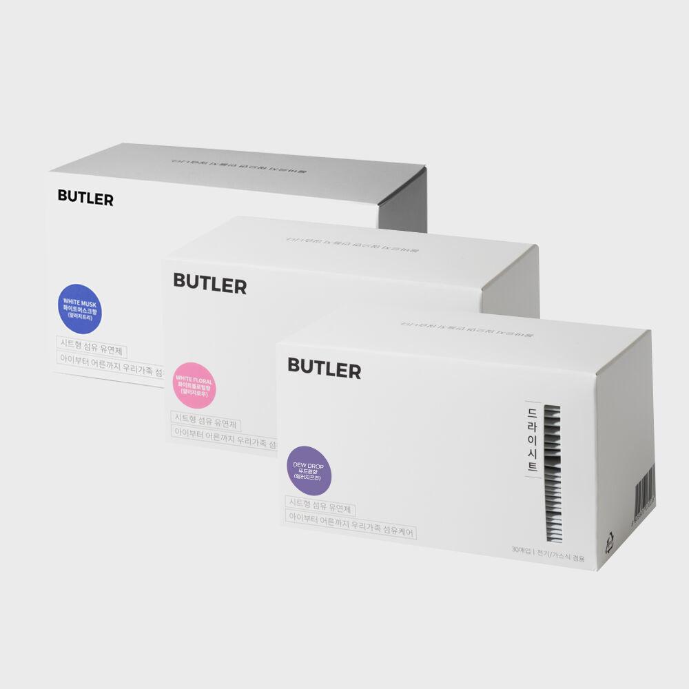 버틀러 건조기 드라이시트 30매 빨래 쉰내 냄새제거 섬유유연제 (향 3종 택1)