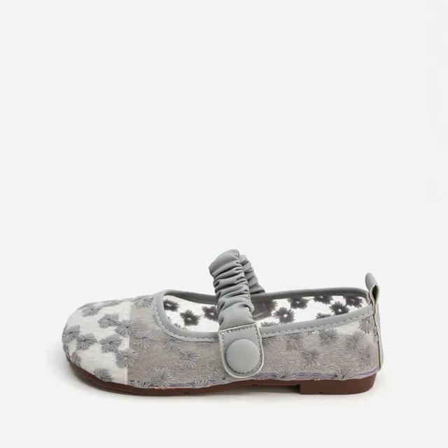 GRAY FLOWER MARY JANE FLAT