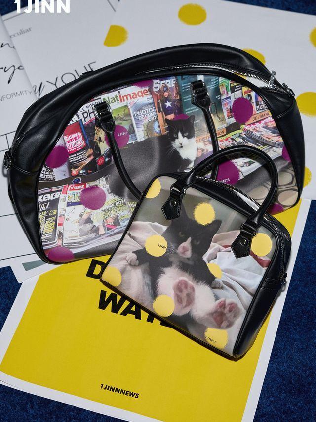[1JINN STUDIO] Printed Boston Bag