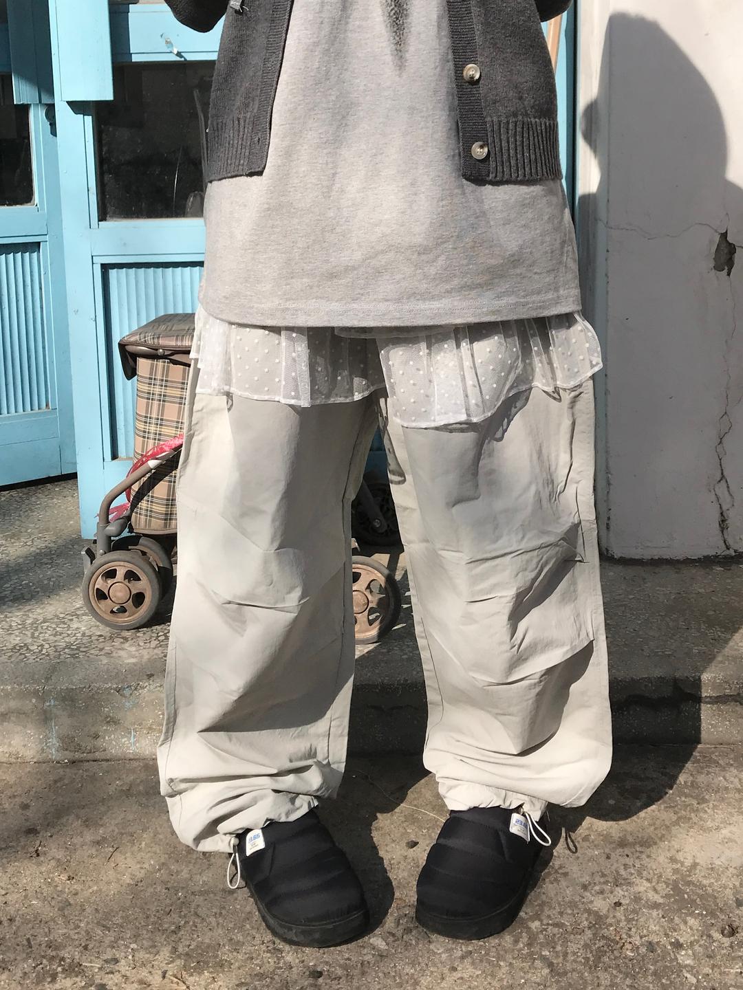 NYLON PARACHUTE WIDE PT (GRAY / BLACK)